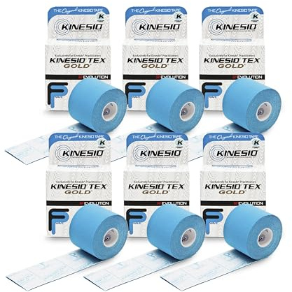 Kinesio Taping - Elastic Therapeutic Athletic Tape Tex Gold FP - Blue – 2 in. x 16.4 ft - 6 Pack