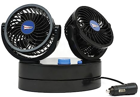Streetwize – Portable Twin Cyclone Oscillating 12v Car Fan | Dual Speed with On/Off Button | 360° Degree Fan | Ideal For: Cars, Van, 4x4's, Caravans and Motorhome's SWCF5