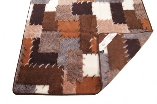 Couverture en laine vierge patchwork 100 % laine mérinos 200 x 200 cm