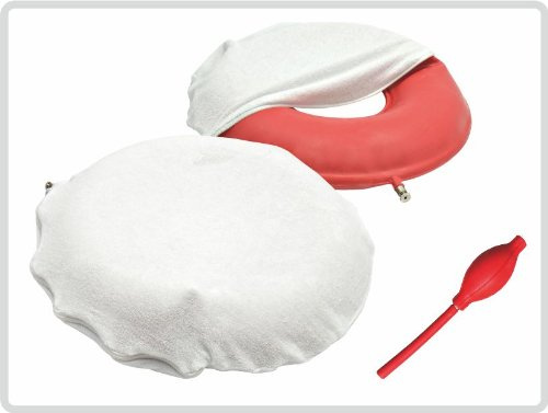 Luftkissen-Set Sitzkringel Sitzring mit regulierbarem Druck 45 cm incl- Luftpumpe und Frotteebezug *Top-Qualität zum Top-Preis*