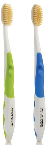 MOUTHWATCHERS Soft Flossing Manual Toothbrush for Adults, 2 Pack, Ultra Clean, Good for Sensitive Teeth and Gums, By Dr. Plotka's, Colors May Vary