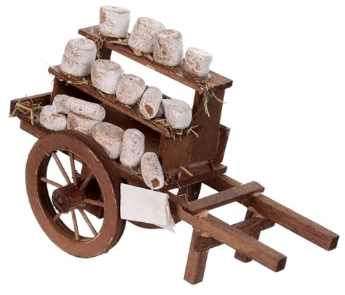 Holyart Neapolitan Nativity Scene: Cart with cheeses, Neapolitan Nativity 10x18x8cm
