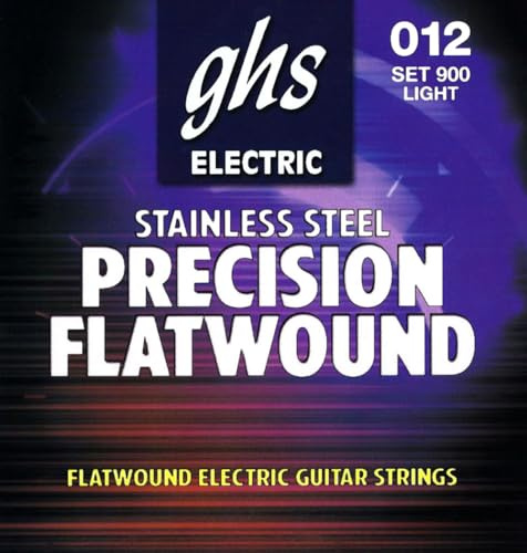 GHS PRECISION FLATS Jeu de cordes pour guitare électrique Flatwound - 900 - Light - 012/050