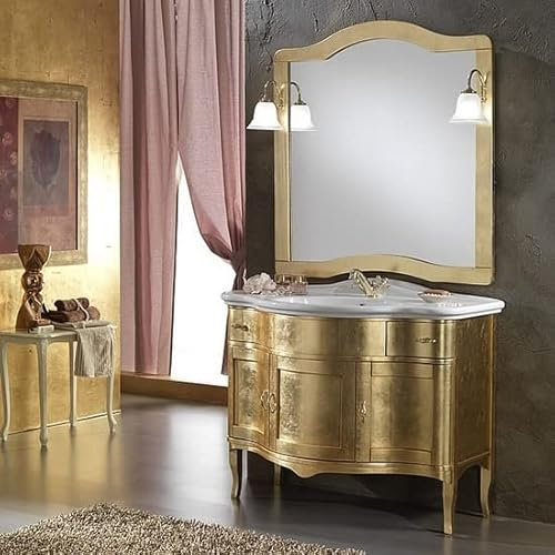 Bagno Italia Mobile Bagno cm 110 Donatello foglia oro arte povera in massello mobili I