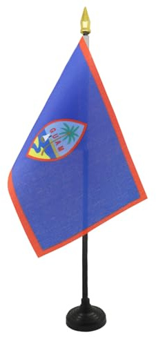 AZ FLAG Guam bordsflagga 15 x 10 cm - liten amerikansk kontorsflagga 10 x 15 cm guldspets