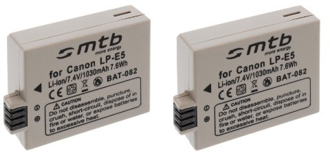 2X Batterie LP-E5 pour Canon EOS 450D, 500D, 1000D, Rebel T1i, Rebel XS, Rebel Xsi