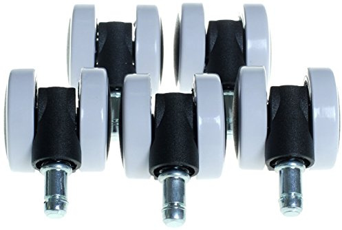 HIMRY 5X Hartbodenrollen 11 mm, Externe Bremse, Bürostuhl Rollen Stuhlrollen Parkett für Hartböden, Weiss, KXD3202 White