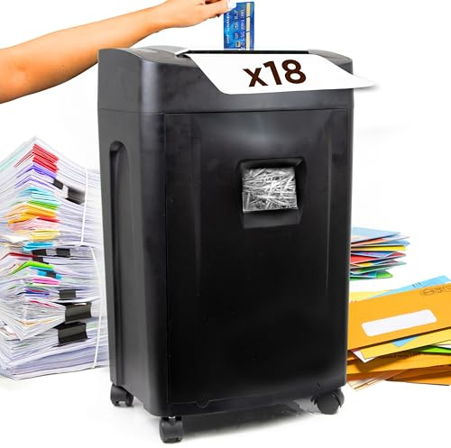 Duronic Cross Cut Paper Shredder PS991 Shreds 18 Sheet Electric Shredders Machine for Home Office Use Shred Credit Cards Papers Envelopes Documents P4