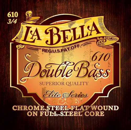 La Bella 610 Double Bass Chrome Steel Flat Wound on a Full Steel Core 611-614