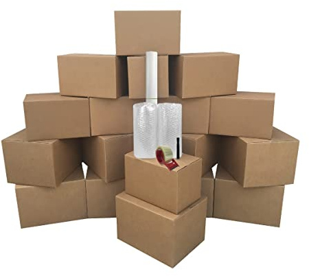 UBMOVE One BedRoom 18 Moving Boxes Basic Moving Kit: Boxes, Packing Supplies, & Tape, Brown Corrugated Boxes With Moving Supplies