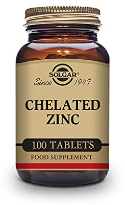 Solgar Chelated Zinc Tablets - Pack of 100 - Healthy Skin, Hair and Nails - Potent Antioxidant - Vegan