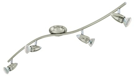 EGLO LED Deckenlampe Magnum LED, 4 flammige Deckenleuchte | Deckenstrahler aus Metall, Wohnzimmerlampe in Nickel-Matt, Chrom, Spots inkl. GU10 Leuchtmittel, warmweiß