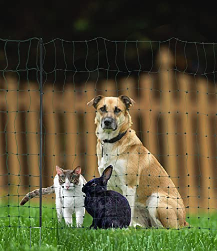 Landkaufhaus Mayer Hundezaun Katzenzaun Geflügelzaun Geflügelnetz Hühnerzaun (106cm) 25m grün +9 Pfähle Hütezaun Hütenetz Hunde/Katzen-Zaun Einzäunung