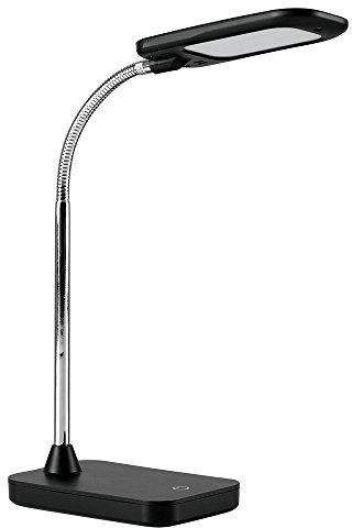 MiniSun | Modern Gloss Black & Chrome 5w LED Touch Dimmer Adjustable Task Desk Lamp | Desk Lamps, Home Décor & Improvement Essential | Includes Bulb [6500K]