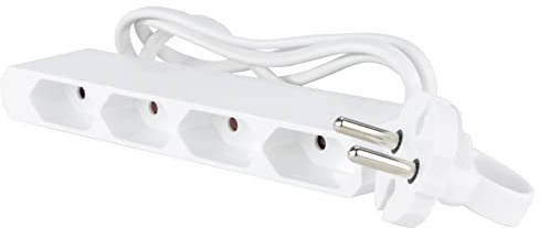 REV Eurosteckdosenleiste - 4-Fach, extraflach, 1,5m, 2300W, weiß