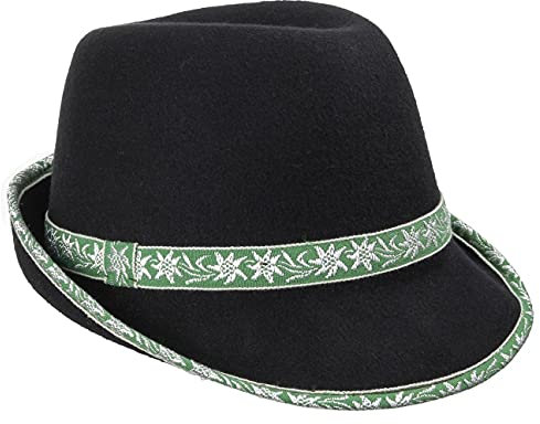 Hutshopping Wollfilzhut Damen Trachtenhut mit Edelweiß-Band Almhut Damenhut (57 cm - grün)