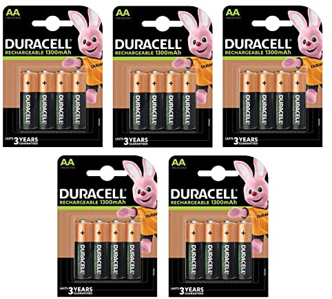 Duracell HR6 Lot de 5 Piles Rechargeables AA 1300 mAh 1,2 V NiMH pré-chargées