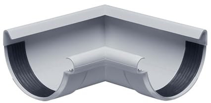 INEFA Canalón ángulo interior semicircular de 90 grados, PVC 150mm Reborde gris en el interior, pieza de unión canalón accesorios, fácil instalación INEFA