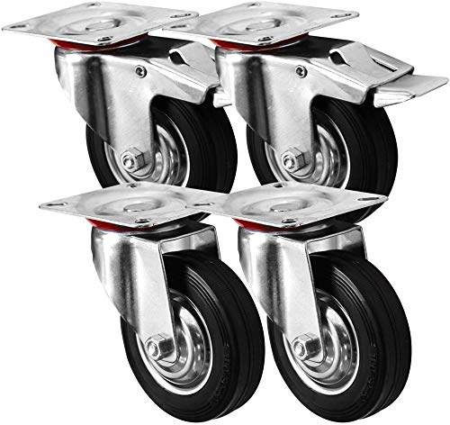 4 Stück Transportrollen lenkbar 100mm Gummibereifung Lenk/FS
