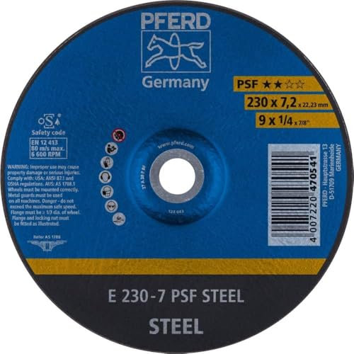 PFERD Schruppscheibe E | 230x7,2x22,23mm, gekröpft, Universallinie PSF STEEL | 62023634 - für Stahl