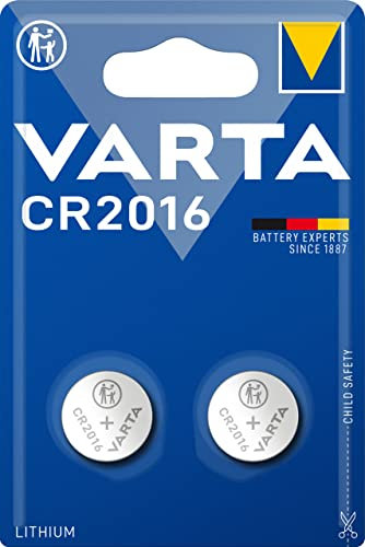 VARTA Batterien Knopfzelle CR2016, 2 Stück, Lithium Coin, 3V, kindersichere Verpackung, für elektronische Kleingeräte - Autoschlüssel, Fernbedienungen, Waagen