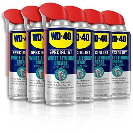 WD-40 Specialist White Lithium Grease Spray with SMART STRAW SPRAYS 2 WAYS, 10 OZ [6-Pack]
