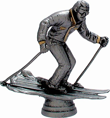 RaRu Skifahrer-Pokal (Slalom) auf weißem Marmorsockel montiert mit Wunschgravur (34548)