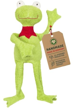 Efie Bio Kuscheltier Frosch – Schmusetier & Schlenkertier aus Bio-Baumwolle (KBA), GOTS Zertifiziert, schadstofffrei & handgefertigt, 100 % Made in Germany