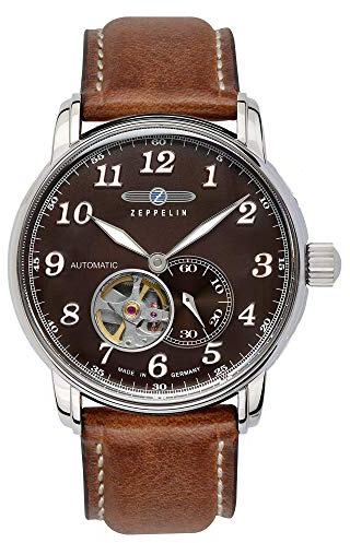 Zeppelin Automatic 7666-4 Watch Herren Uhr analog Automatik mit Leder Armband 7666-4