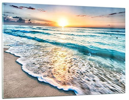 Wandbilder Dekoration Wohnzimmer Meer Welle Strand Bilder auf Glas 120x80cm Glasbild Schlafzimmer Küche Deko Wand Kunstdruck Art Groß XXL Wanddeko Bild im Glas Modern Wall Decor GAA120x80-3621