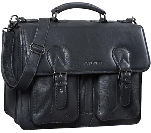 STILORD Kronos Aktentasche Leder Herren Lehrertasche Leder-Tasche Büro Business groß Arbeitstasche Umhängetasche Vintage Echtleder aufsteckbar Farbe:Sepia - braun