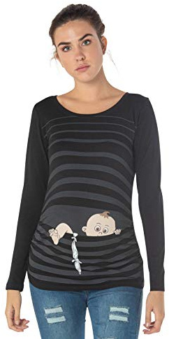 M.M.C. Baby Flut - rolig rolig söt omständighetspoj/omvårdnad tröja med motiv för graviditet/graviditetströja, lång ärm