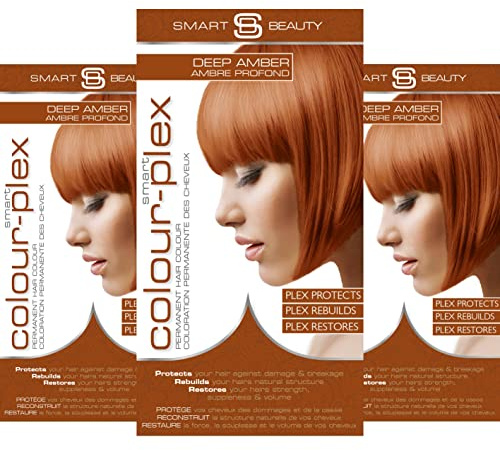 Copper Hair Dye Permanent with Plex Hair Care, PPD free, Grey Hair Coverage hair dye kit Ginger Permanent Hair Colour for women or men Cruelty-Free Vegan Hair Dye Smart Beauty (pack of 3)