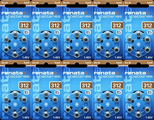 Renata ZA 312 Hörgeräte-Batterien - 10x Blisters