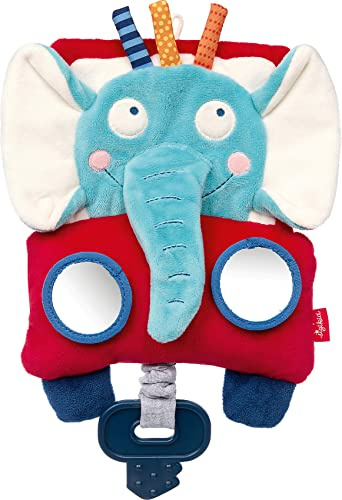 Sigikid 42516 Aktiv-Spieltuch Elefant PlayQ Mädchen und Jungen Babyspielzeug empfohlen ab 6 Monaten blau/rot