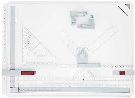 Mesa de Dibujo A3 Mesa de Dibujo Mesa de dibu jo Profesional de precisión con 2 Reglas paralelas y 2 Clips de Esquina, Tablero de Dibujo Ajustable ergonómico Multifuncional