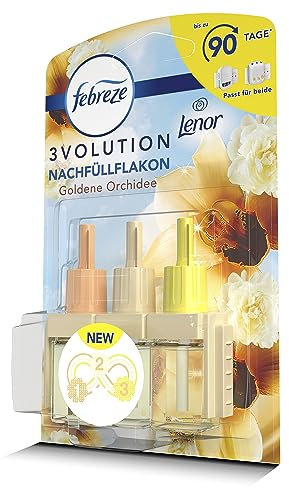 Febreze 3Volution Duftstecker Nachfüllflakon 20 ml Lenor Goldene Orchidee, 3 Abwechselnde Düfte Bekämpfen Gerüche