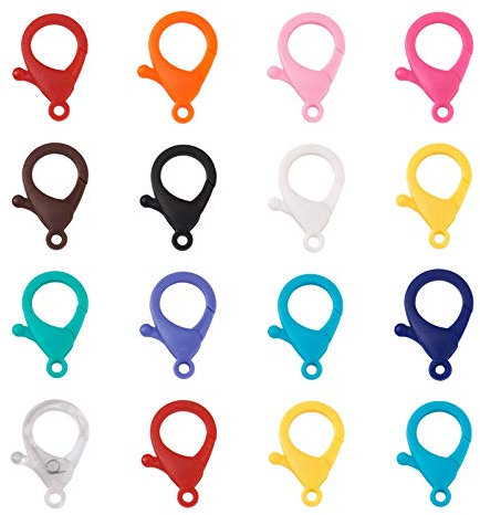Beadthoven - 156 cierres de pinza de langosta de plástico duro, 13 colores, 35,5 x 24,5 mm, para manualidades, llaveros