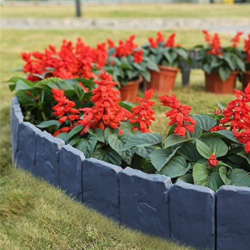 80 Pack Grey Cobbled Stone Effect Plastic Garden Lawn Edging Hammer In Plant Border Decorative Flower Bed Interlocking Stone Trim for Landscaping Walkways