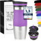 Milu Taza aislante de café y té para llevar 370ml 450ml - 100% a prueba de fugas - Taza de acero inoxidable para beber - vaso de aislamiento al vacío - Caliente y frío (Púrpura, 370ml)