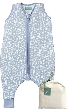 molis&co - Baby Schlafsack mit Füßen 0.5 TOG - Sommerschlafsack für Jungen - Kinder Babyschlafsack mit Beinen - 100% Baumwolle (Oeko-TEX 100), Premium Qualität - Blue Garden (80 cm)
