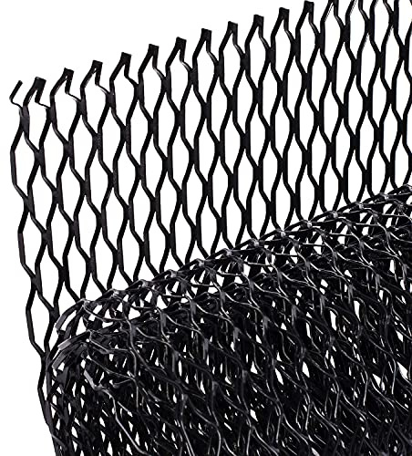 AggAuto 120×40cm Negro Rejilla de carreras, Tamaño del Gaviota de 8×25mm, rejilla estirada de aleación de aluminio, ajuste universal rejilla del radiador del automóvil