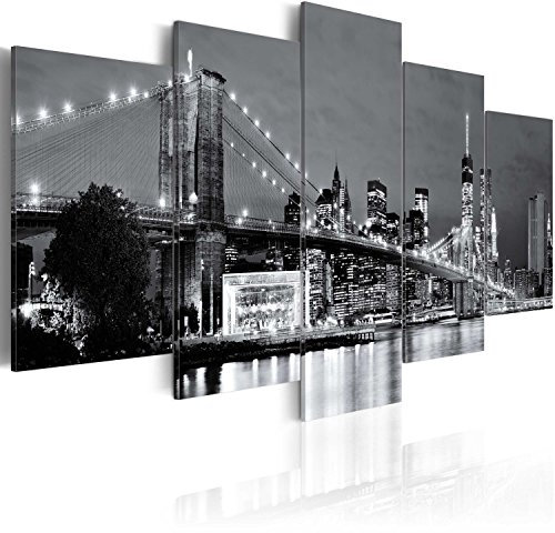 murando - Akustikbild New York 5 tlg - Bilder Akustikschaum Schallschutz Wand Deko Kunst Akustikpaneele Wandpaneele Schalldämmung Wandbild Schallabsorber Akustikplatten City Brooklyn Bridge Brücke