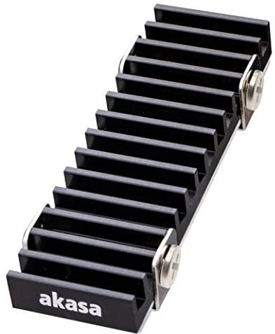 Akasa Gecko Pro | Raffreddamento passivo per unità PCIe M.2 NVMe e SATA | Dissipatore M.2 2280 | Aletta di raffreddamento in alluminio | 71,5 x 22 x 8mm | Nero | A-M2HS02-BK