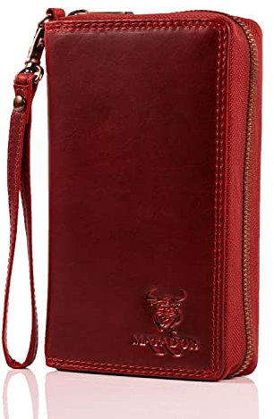 MATADOR Geldbörse Damen Rot #Cadiz mit edler Geschenk Box, Eleganter Geldbeutel Leder RFID Geldbörse Damen, Luxus Portemonnaie Frauen Geschenk Viele Kartenfächer in Rot