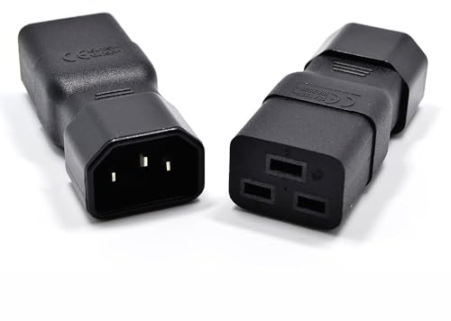greenDracaena Dracaena, adattatore di alimentazione IEC 320 C14 maschio a C19 femmina, 15 A 250 V per server rack PDU UPS Data Center, rame puro stampato in PVC, certificato CE RoHS (confezione da 2)
