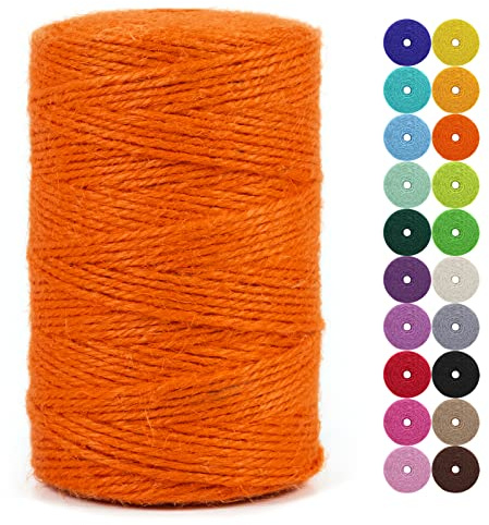 LEREATI Juteschnur 2mm x 200m Gartenschnur Paketschnur Naturfaser Hanfseil Jute Schnur Jutegarn Juteseil, Kordel Weihnachten für DIY Kunstgewerbe Gartenarbeit Geschenkverpackung Deko (Orange)