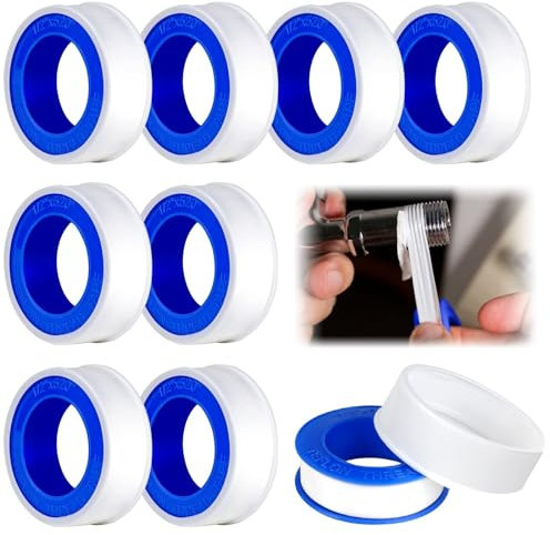 10 rotoli Teflon Nastro 12mm*10 m, Nastro Sigillante per Tubi Idraulici, Filettato Nastro Sigillante, PTFE filo di sigillamento, Nastro Teflon Idraulico, per Riparazioni per Tubazioni Acqua e Gas