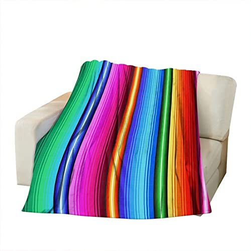 Kuscheldecke 150x200 Bunte Streifen, 3D Gedruckte Flanell Fleecedecke Bunte Streifen Weiche und Warme Wohndecke, Decke als Sofadecke, Tagesdecke Wolldecke für Kinder Erwachsene