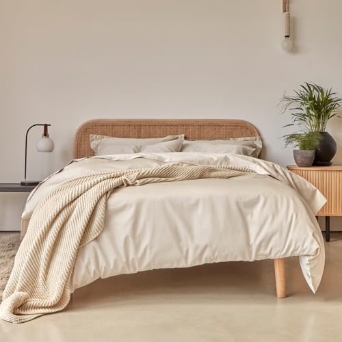 Christy 400TC King Size Duvet Cover Set | Linen Colour | 100% Cotton | Silky Smooth and Soft Bed Linen | Luxury 400 Thread Count King Size Quilt Cover Set